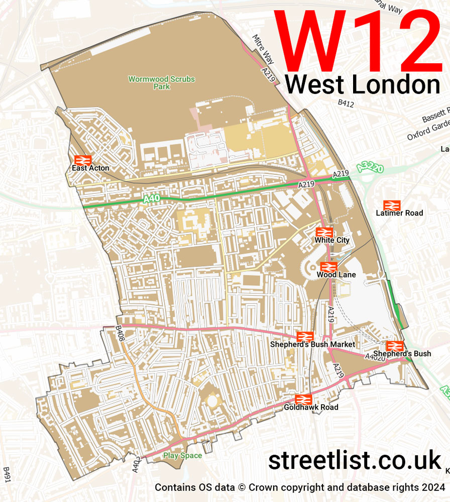 Map of the W12 postcode