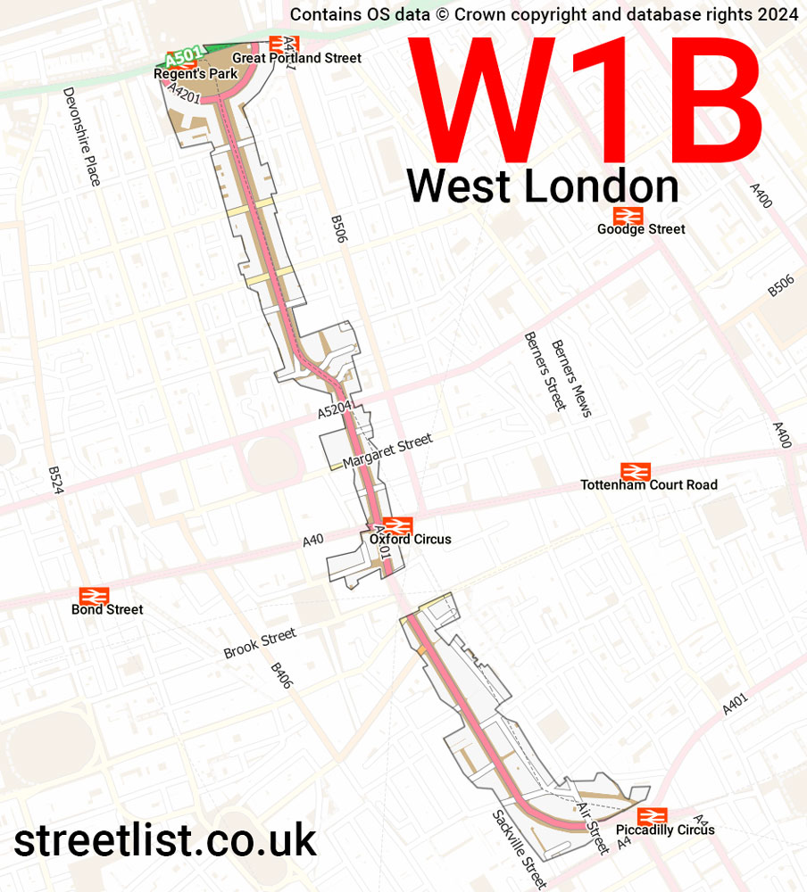 Map of the W1B postcode