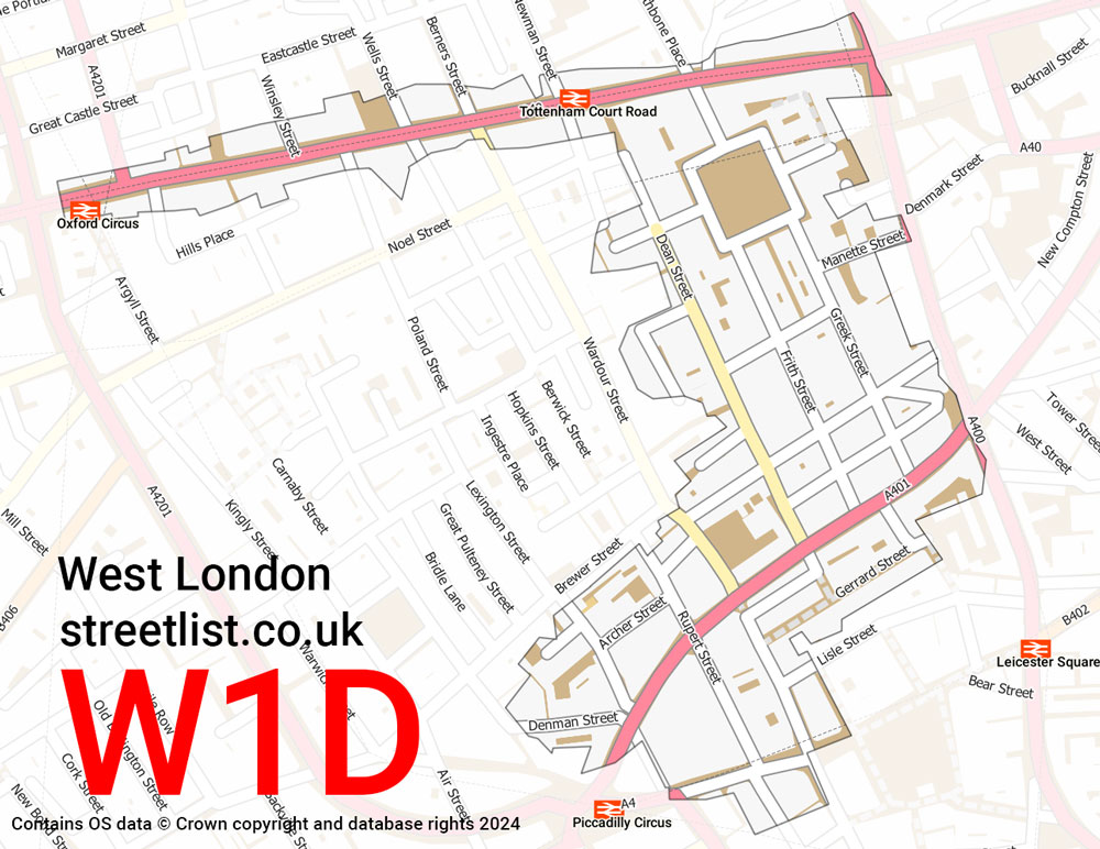 Map of the W1D postcode