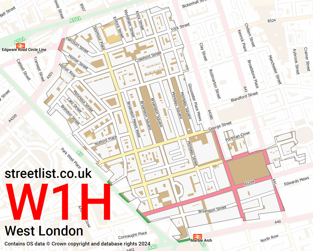 Map of the W1H postcode