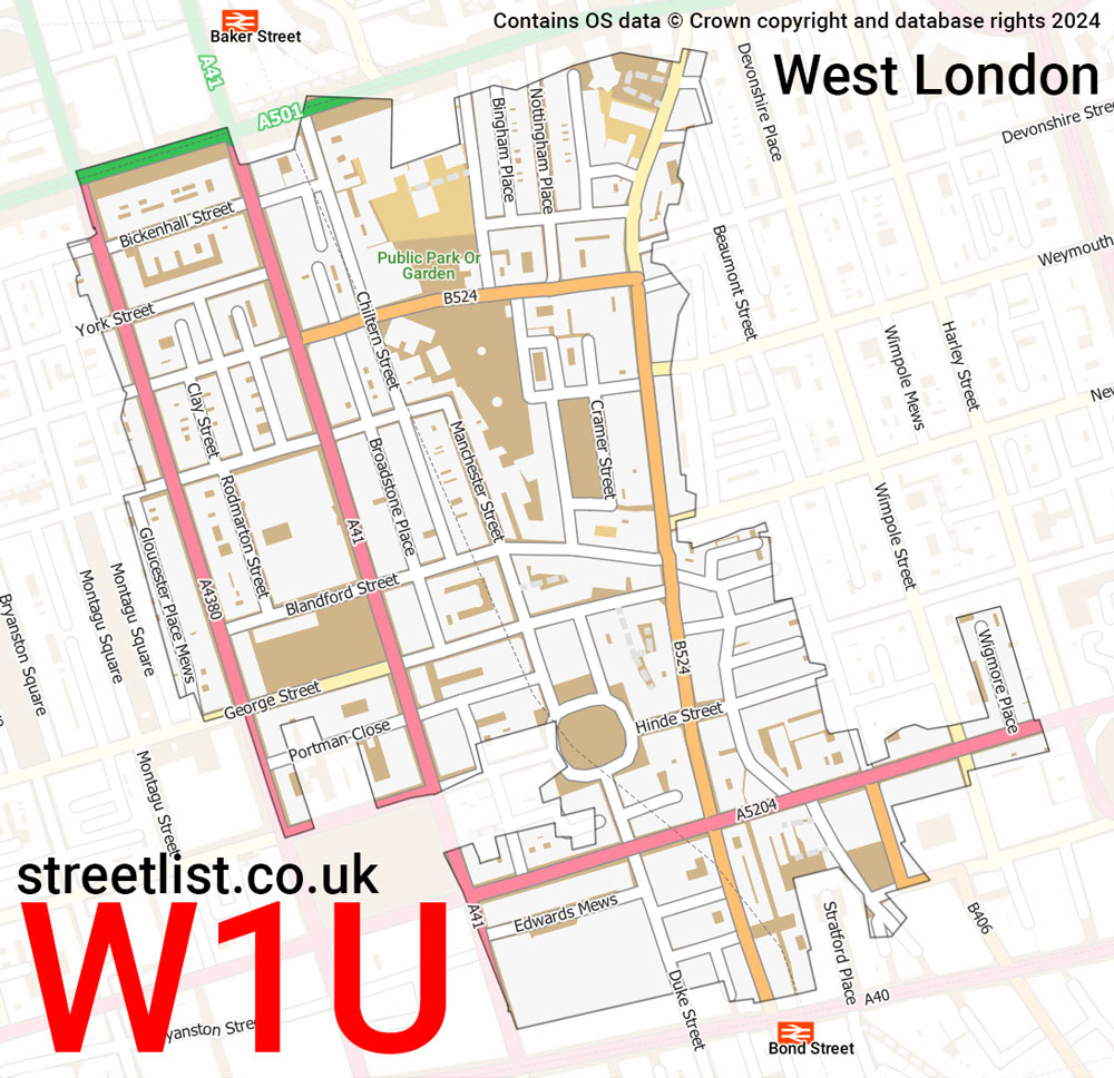 Map of the W1U postcode