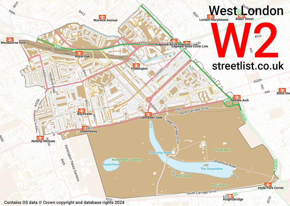 Map of the W2 postcode