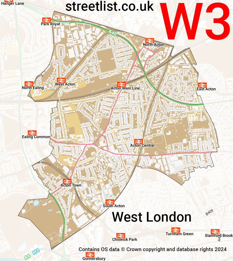 Map of the W3 postcode