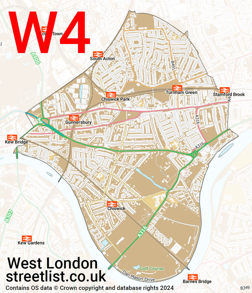 Map of the W4 postcode