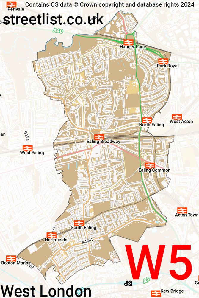 Map of the W5 postcode