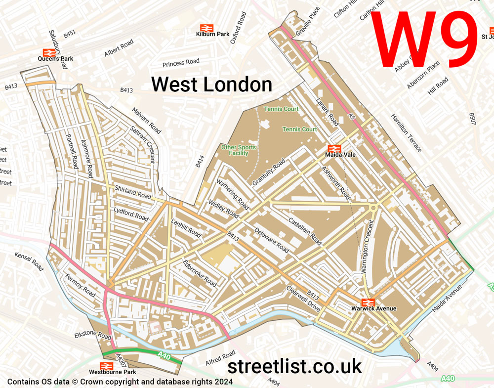 Map of the W9 postcode