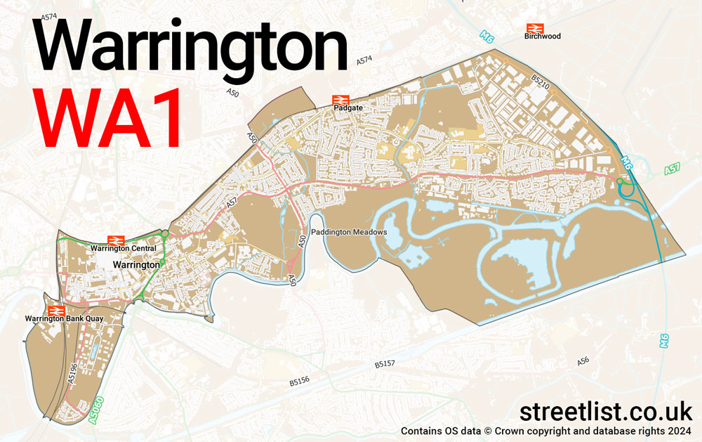 Map of the WA1 postcode