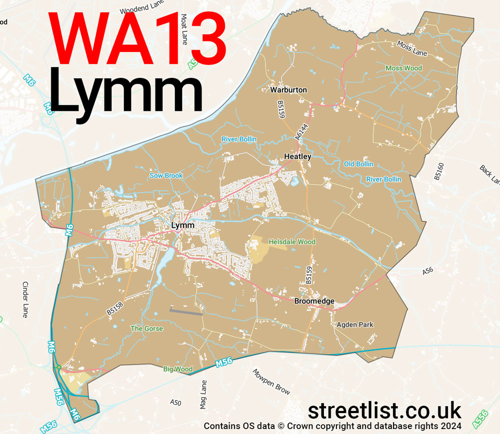 Map of the WA13 postcode