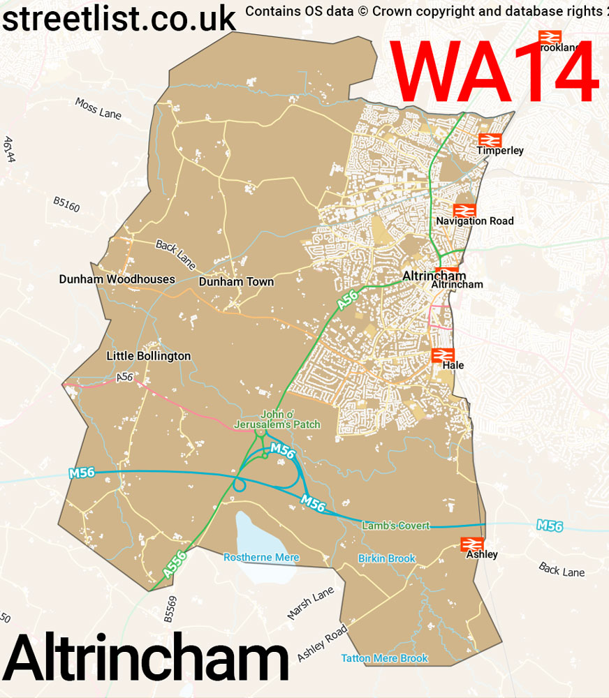 Map of the WA14 postcode