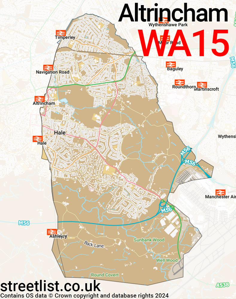 Map of the WA15 postcode