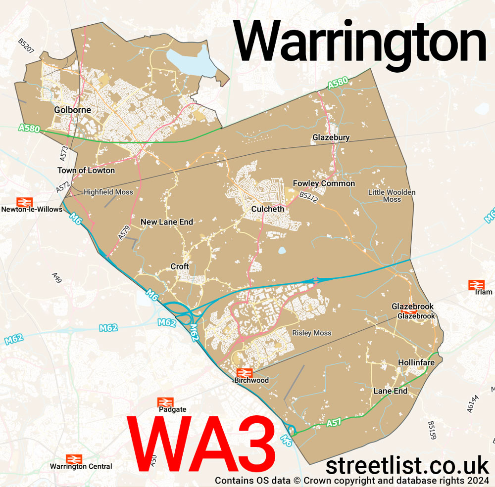 Map of the WA3 postcode