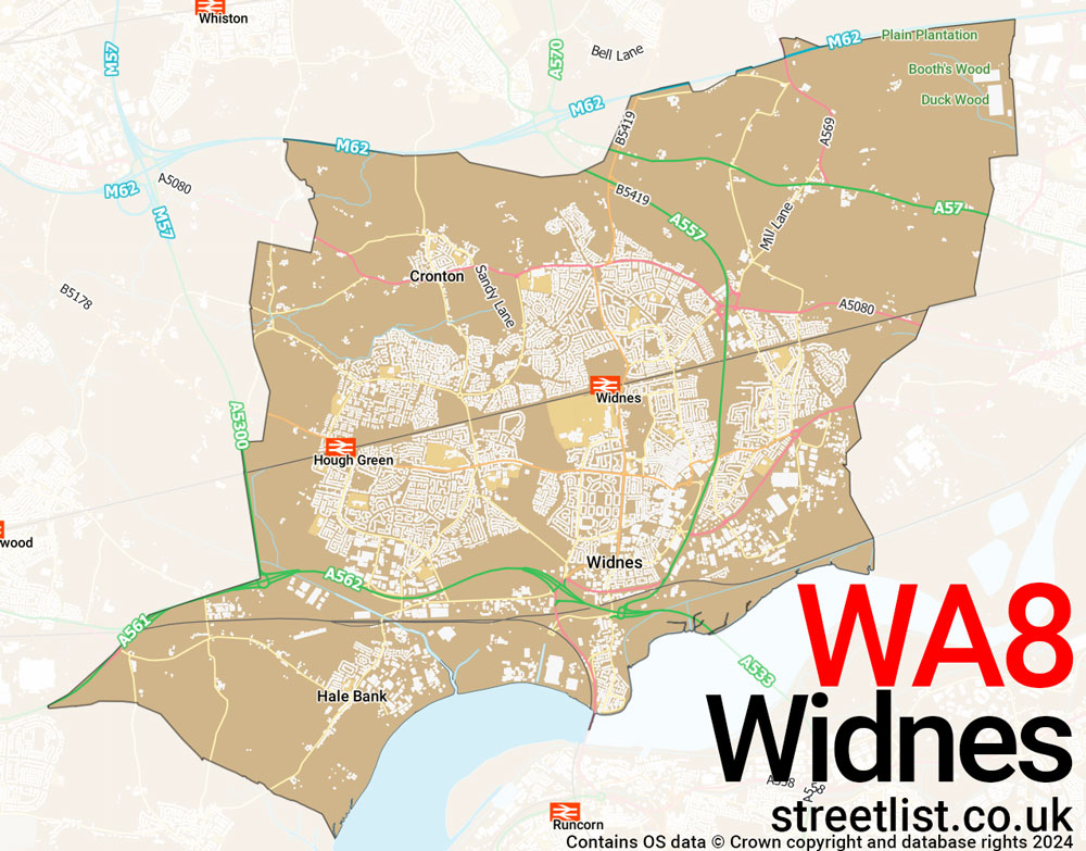 Map of the WA8 postcode