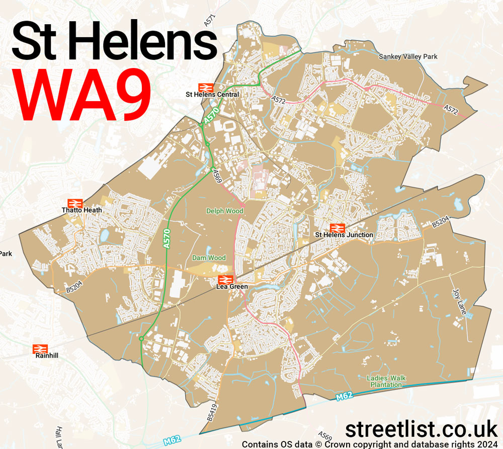 Map of the WA9 postcode