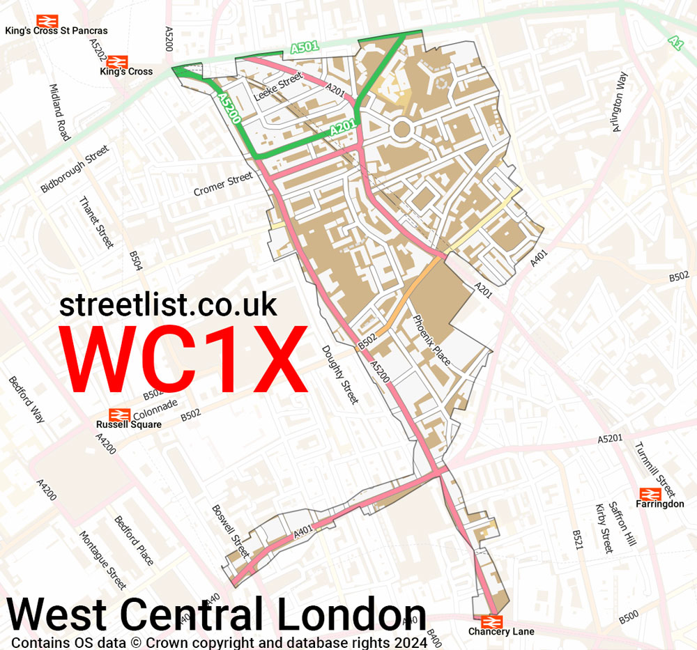 Map of the WC1X postcode