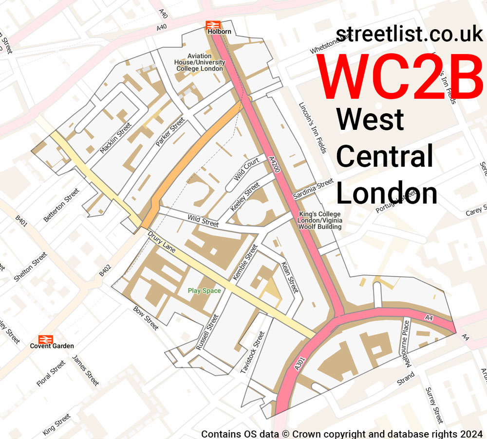 Map of the WC2B postcode