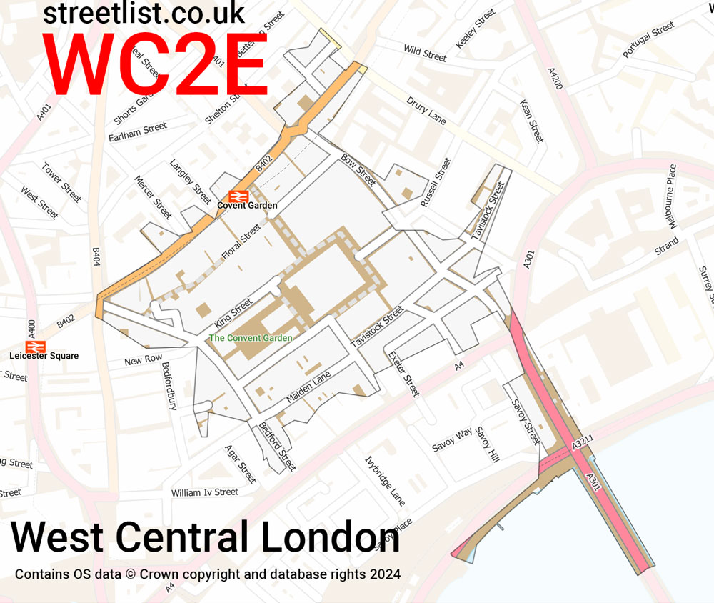 Map of the WC2E postcode