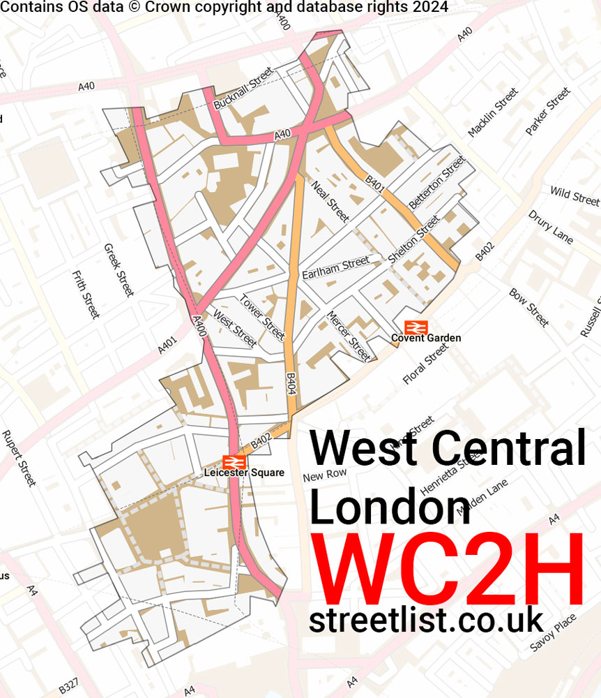 Map of the WC2H postcode