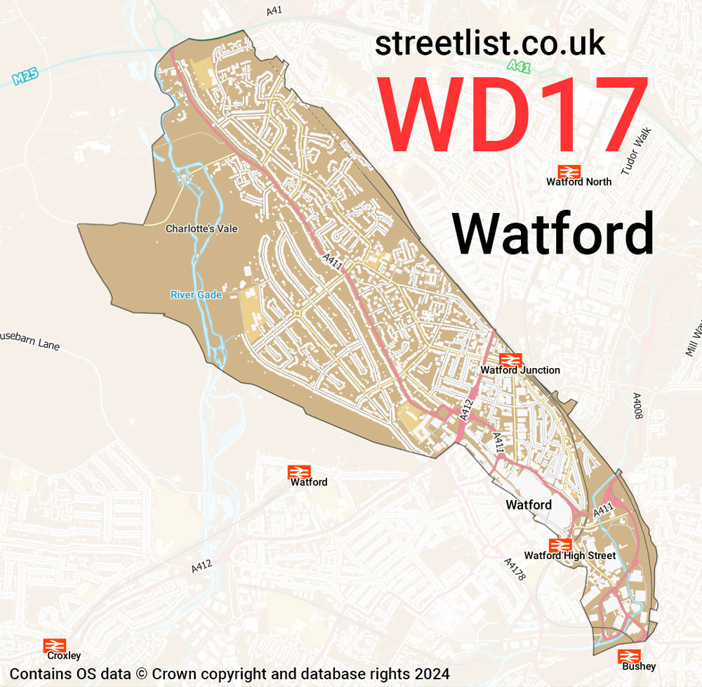 Map of the WD17 postcode