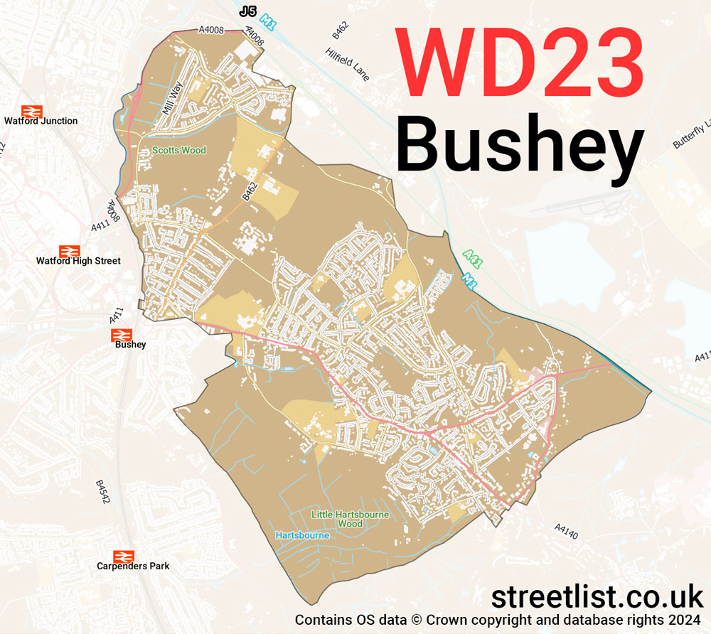 Map of the WD23 postcode