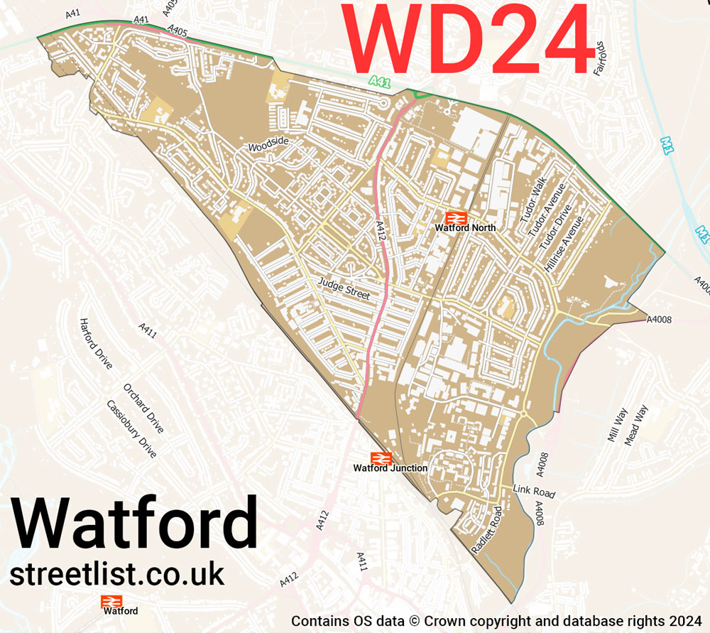 Map of the WD24 postcode