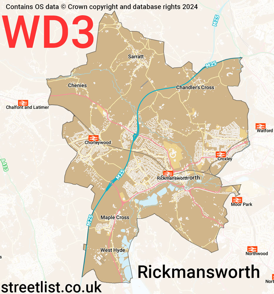 Map of the WD3 postcode