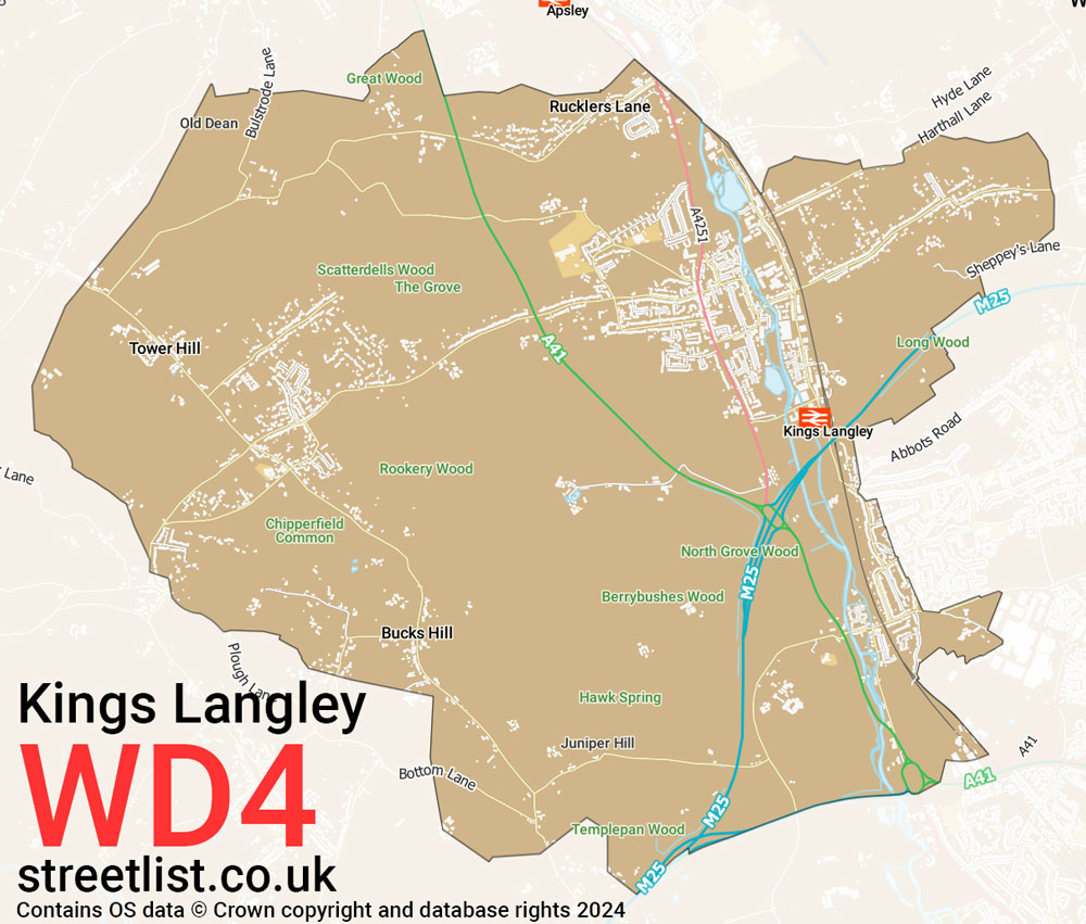 Map of the WD4 postcode