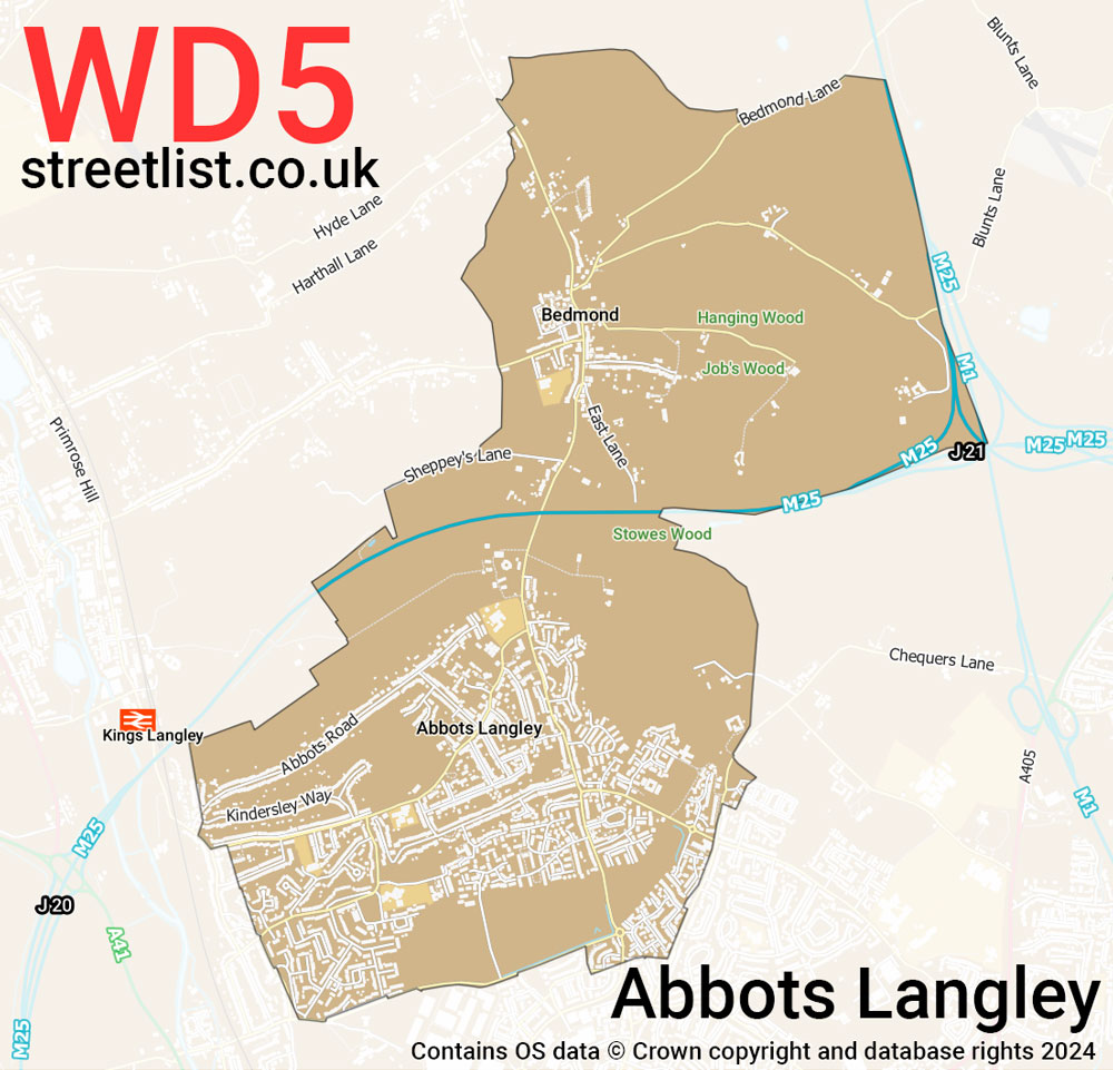 Map of the WD5 postcode