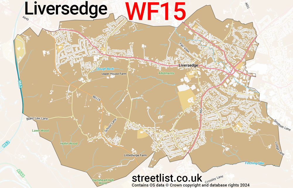 Map of the WF15 postcode