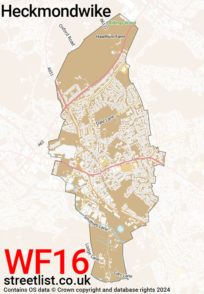 Map of the WF16 postcode