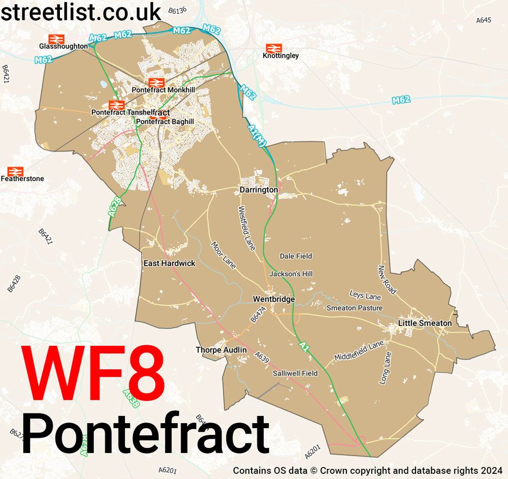 Map of the WF8 postcode