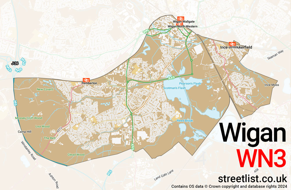 Map of the WN3 postcode