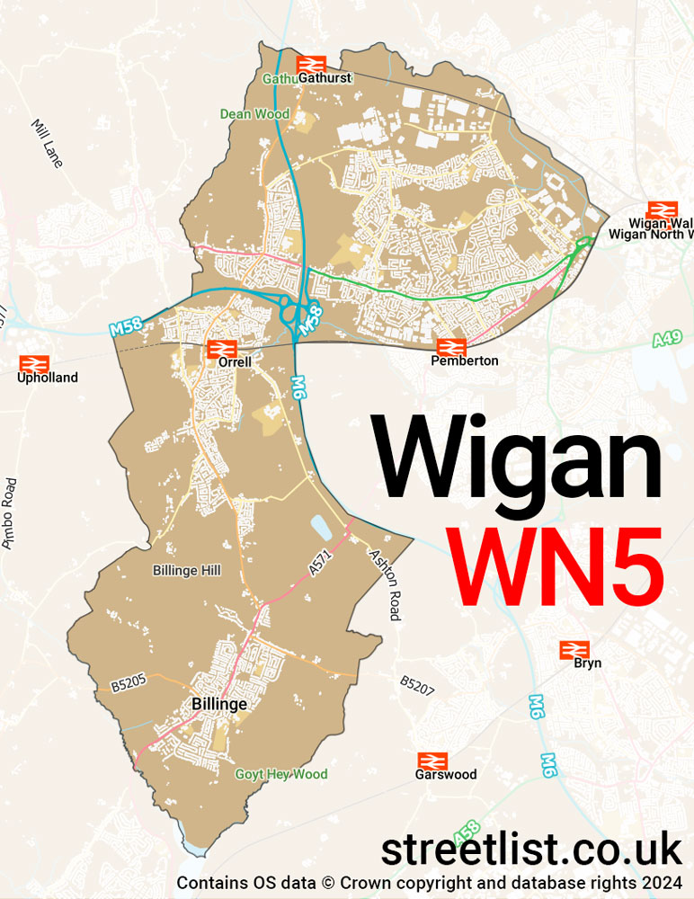 Map of the WN5 postcode