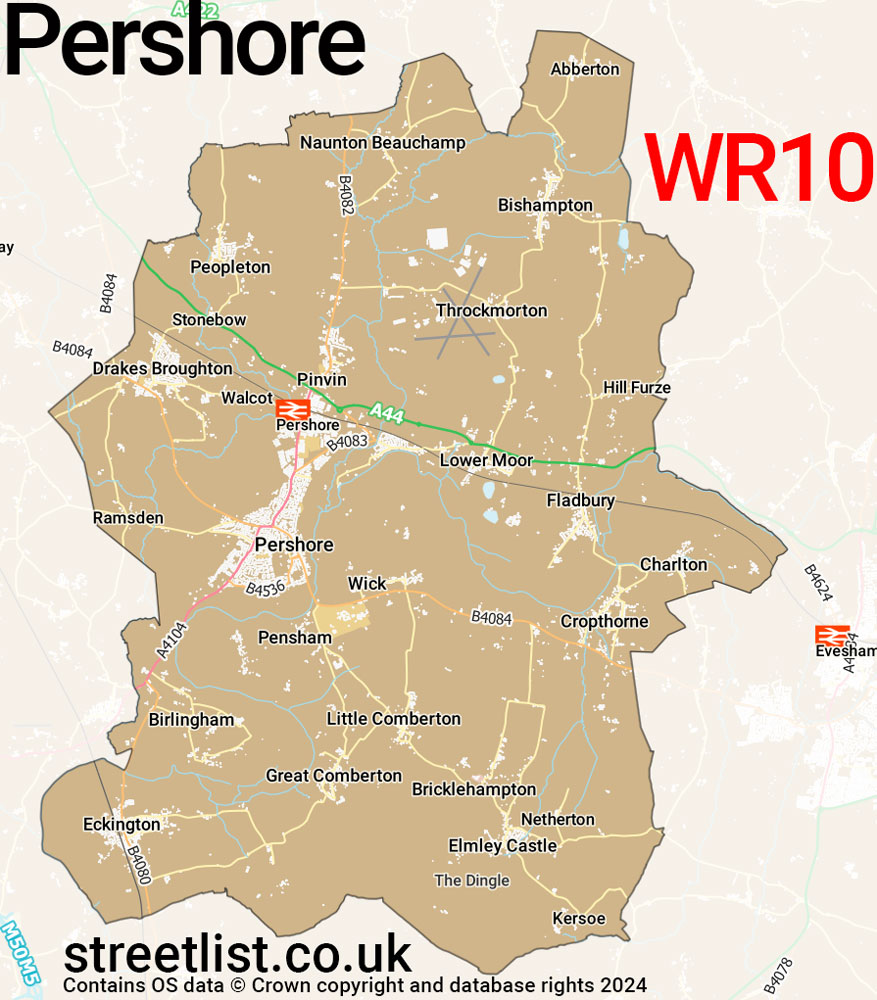 Map of the WR10 postcode