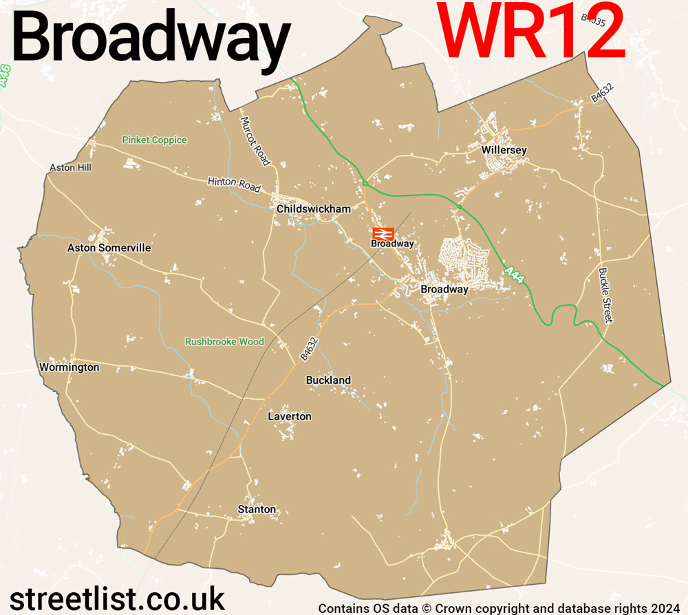 Map of the WR12 postcode