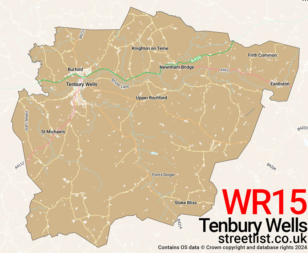 Map of the WR15 postcode