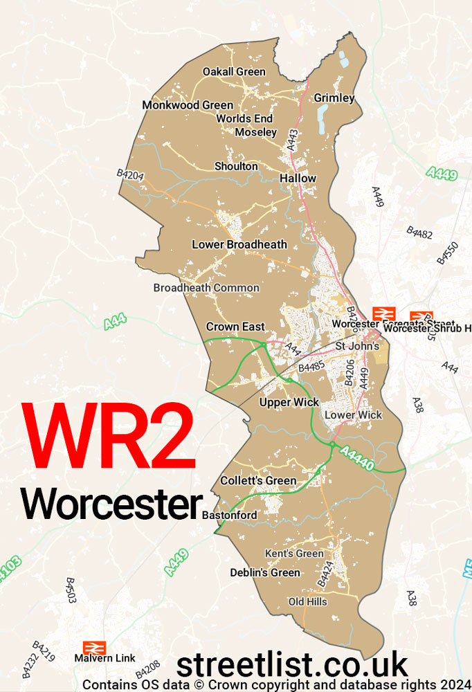 Map of the WR2 postcode