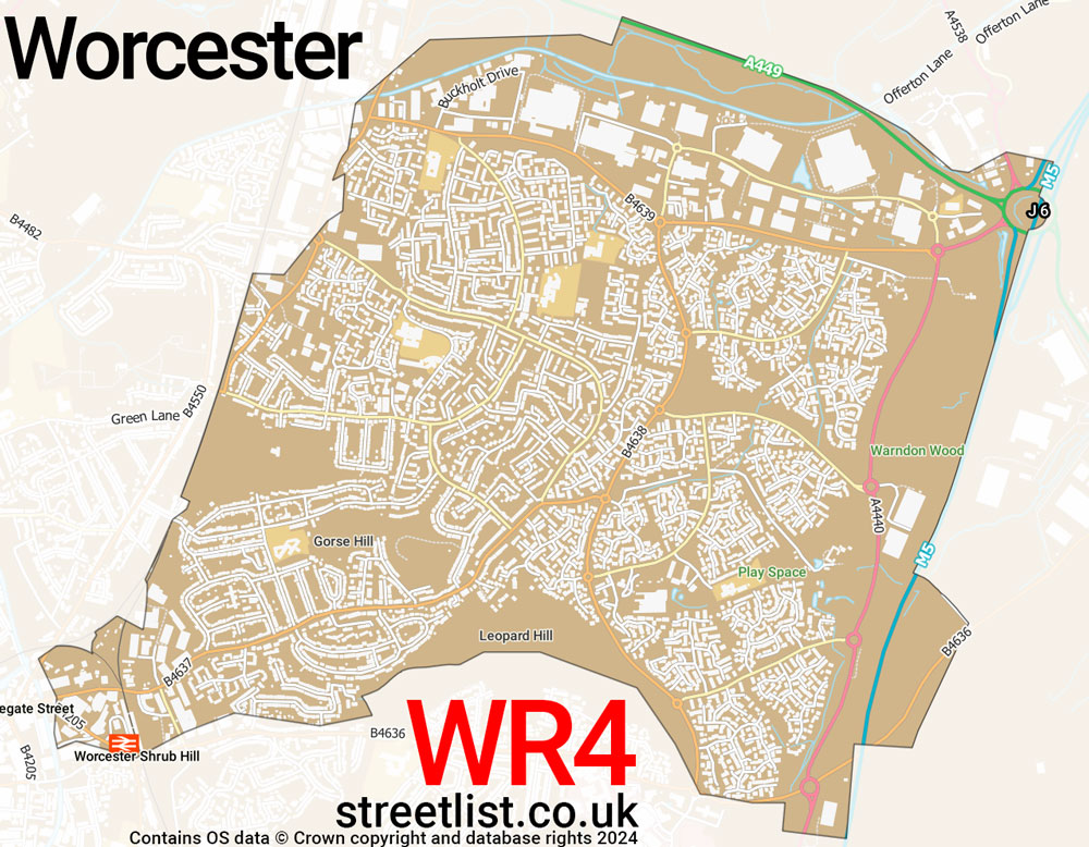 Map of the WR4 postcode