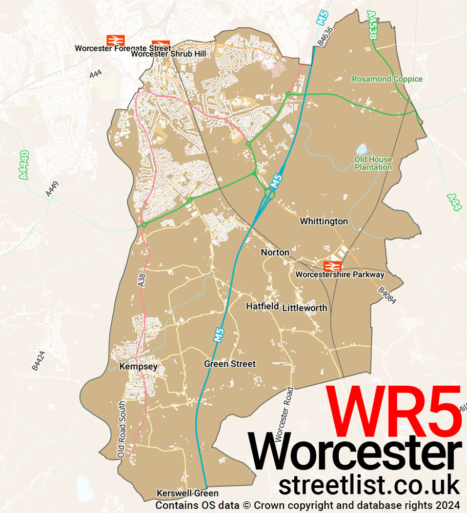 Map of the WR5 postcode