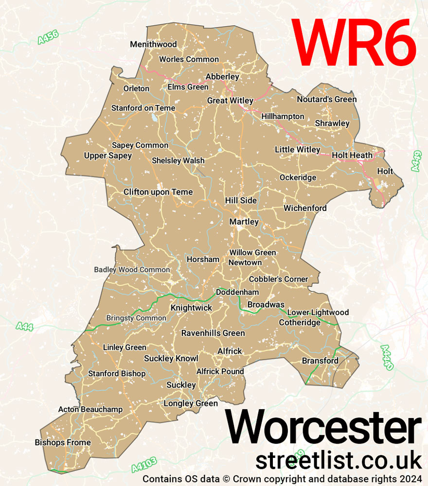 Map of the WR6 postcode