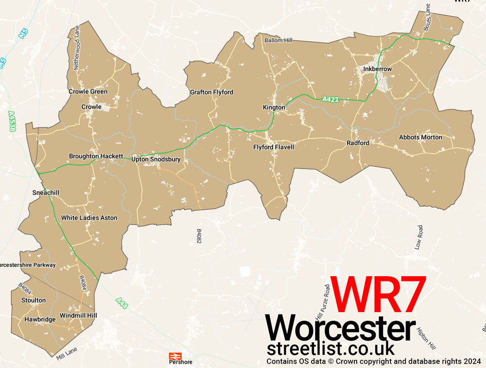 Map of the WR7 postcode