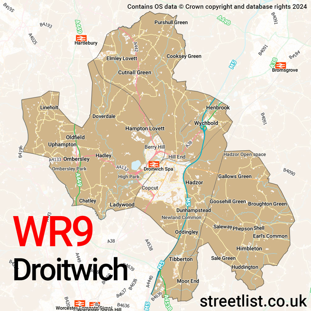 Map of the WR9 postcode