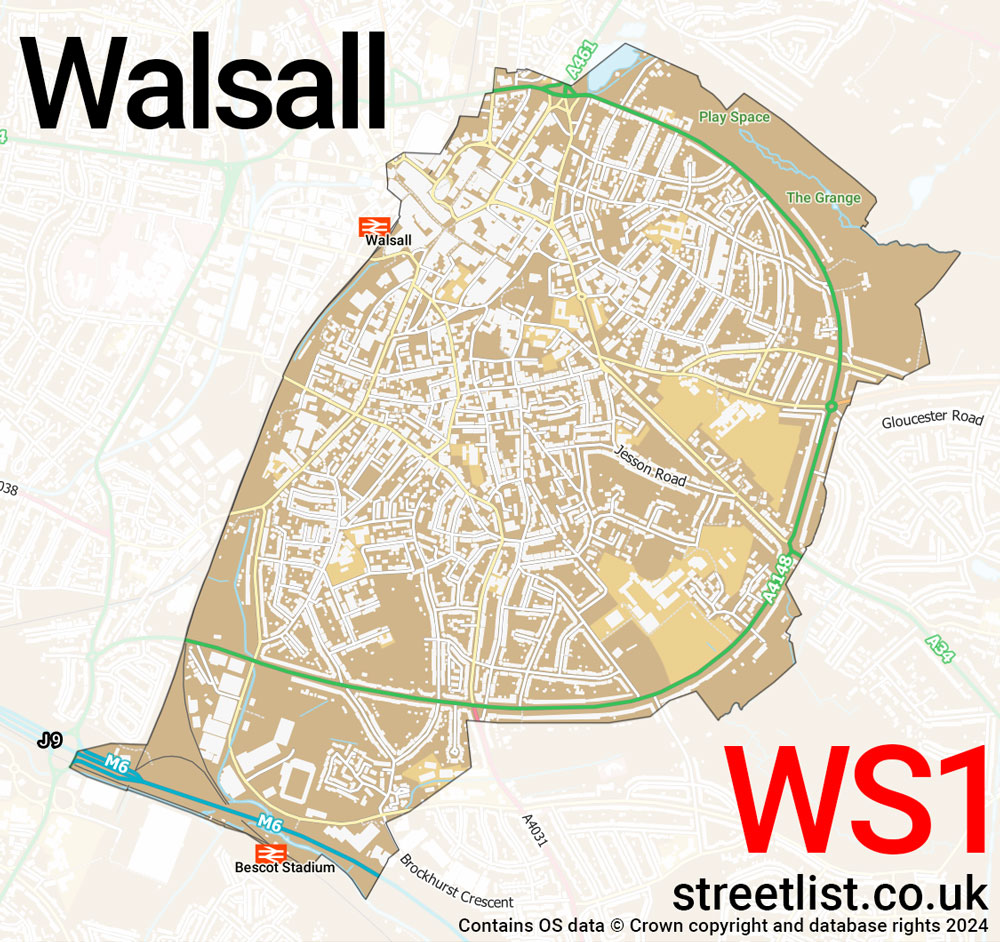 Map of the WS1 postcode