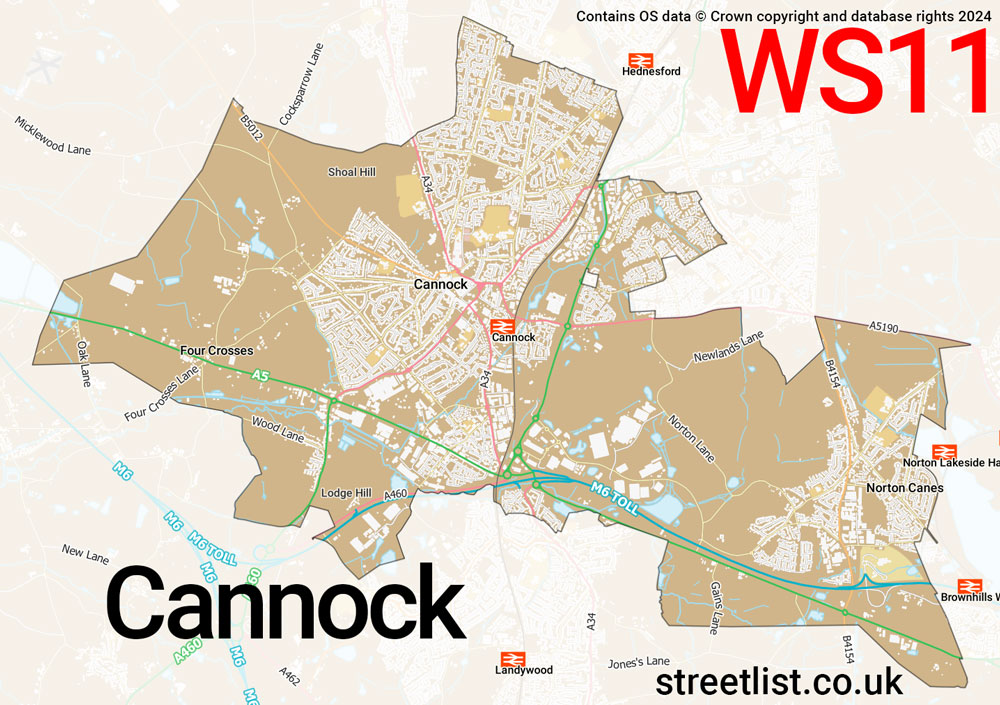 Map of the WS11 postcode