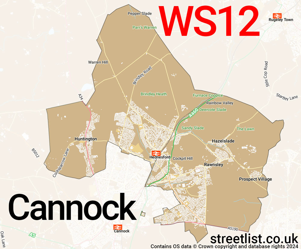 Map of the WS12 postcode