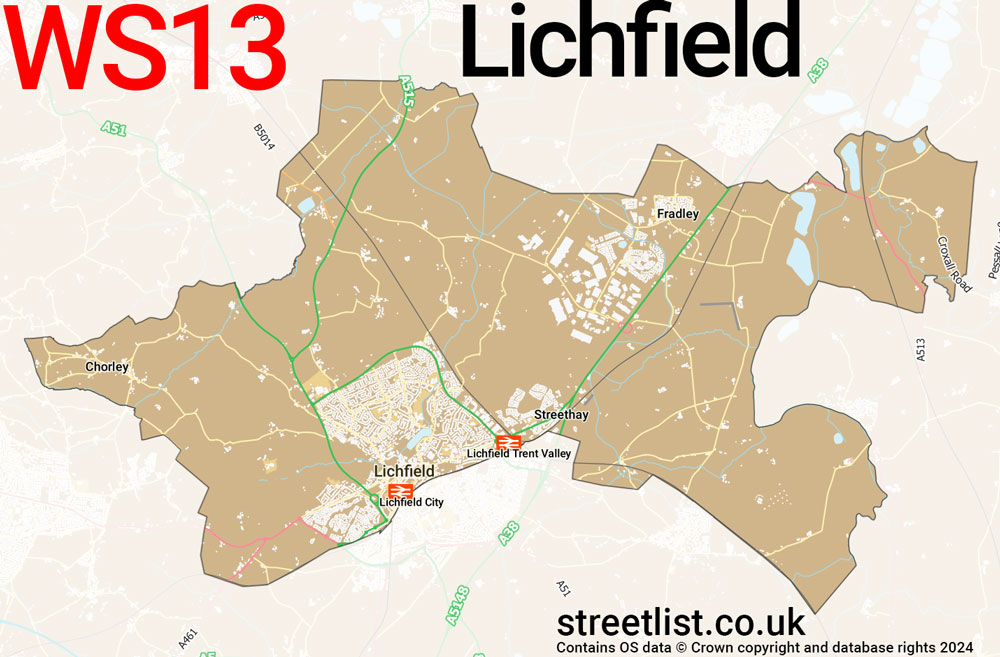 Map of the WS13 postcode