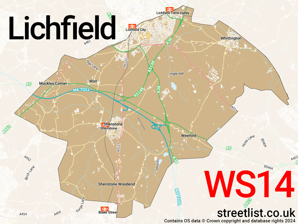 Map of the WS14 postcode