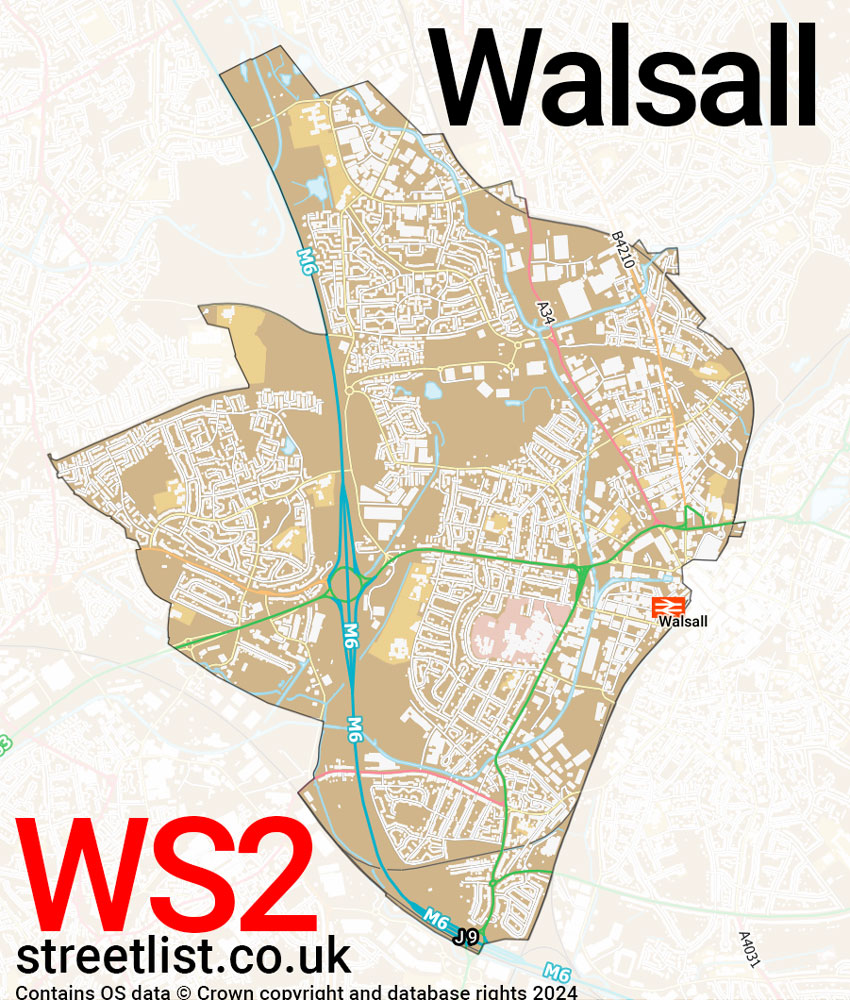 Map of the WS2 postcode