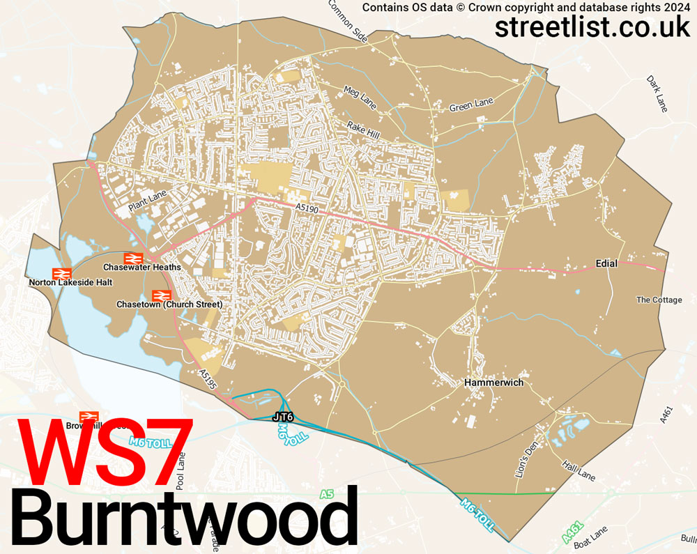 Map of the WS7 postcode