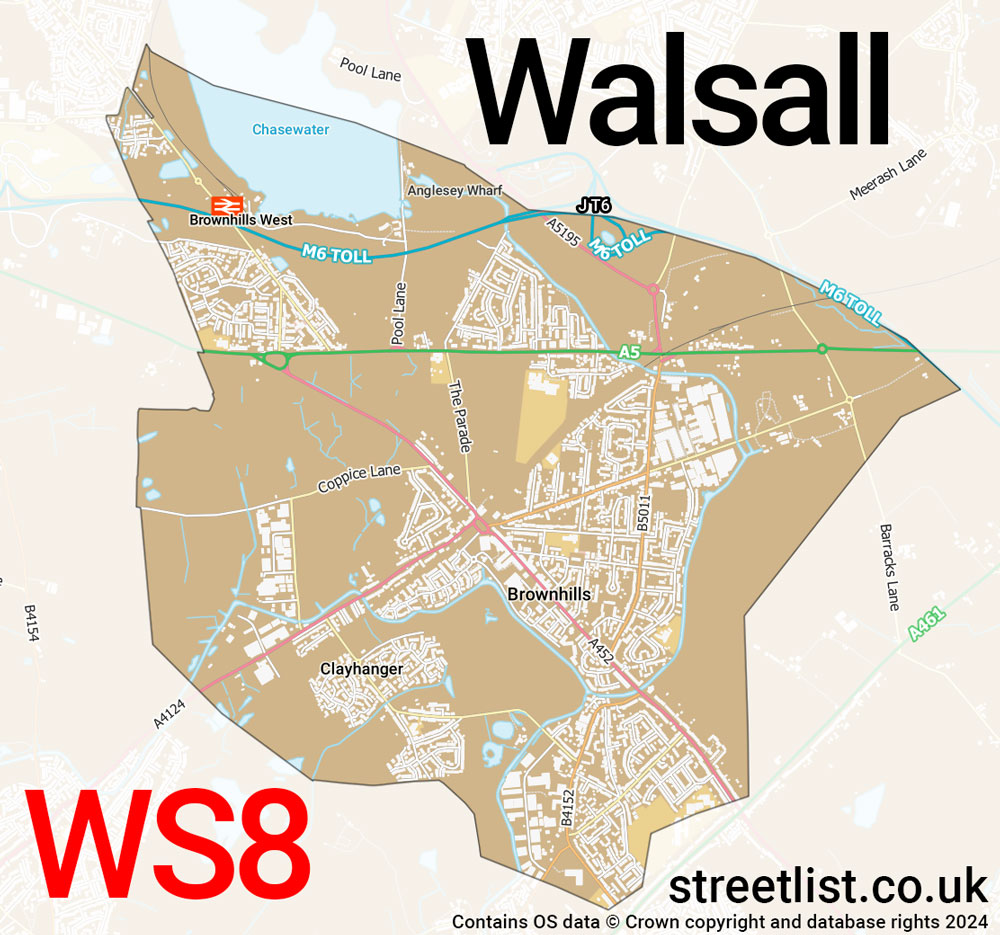 Map of the WS8 postcode