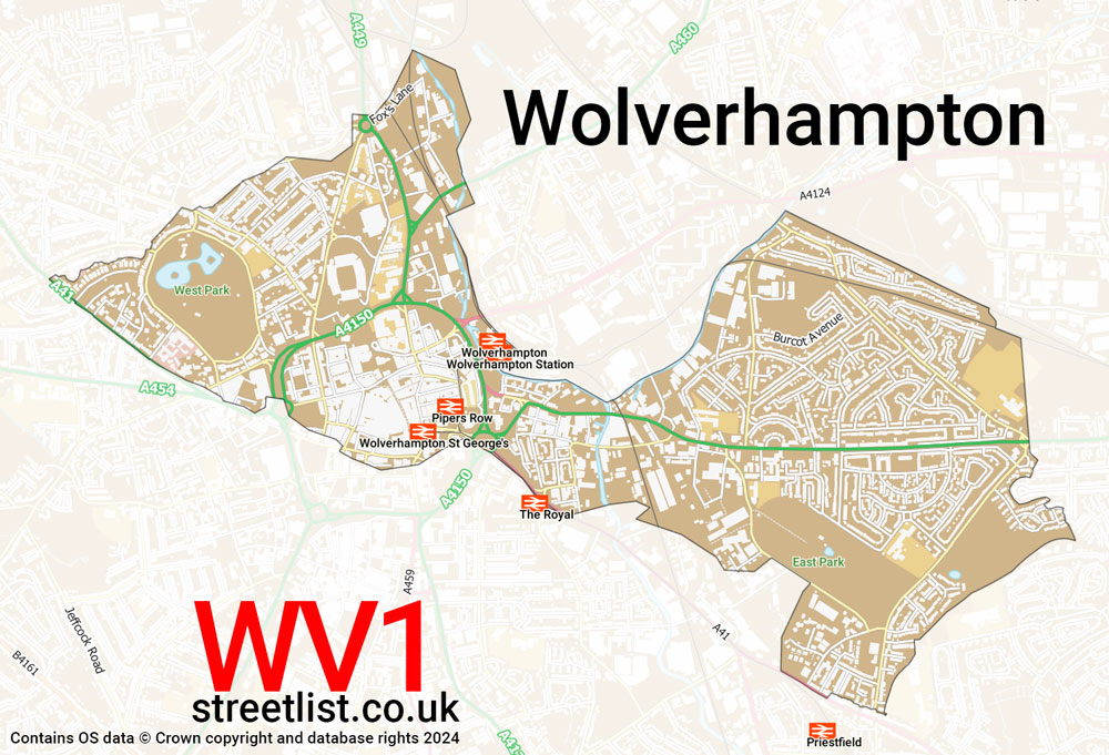 Map of the WV1 postcode